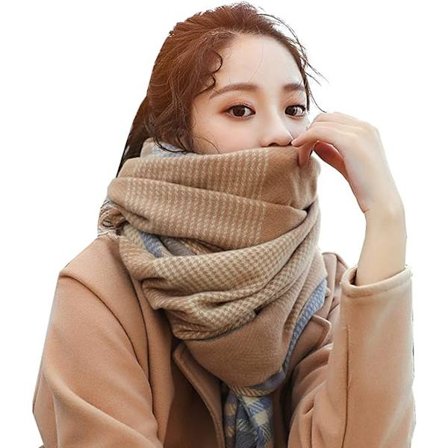 Dam Scarf Höst Vinter Klassisk Fransar Rutiga Scarf Varma Mjuk Chunky Stor Pläd Wrap Sjal Scarves (Camel)