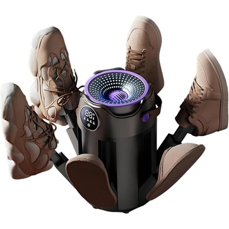 Sähköinen kenkäkuivain - 48°C älykäs kuivain 6 telineellä, 3/6/9 tunnin ajastimella ja kokoontaitettavalla muotoilulla jalkineille (musta)