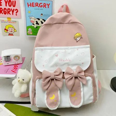 Söt Badge Pin Ryggsäck för Flickor Kawaii Stor Kapacitet Vattentät Enkel Skolväska Tonåringar Kvinnor Harajuku Rese Journal Ryggsäck 317~10063