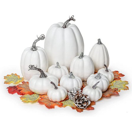 63 st. konstgjorda pumpor, lönnlöv och kottar för höstdekoration