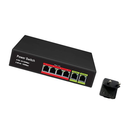 48V POE Switchar 4 Port Metallhölje Power Over Ethernet För CCTV Säkerhetskamera