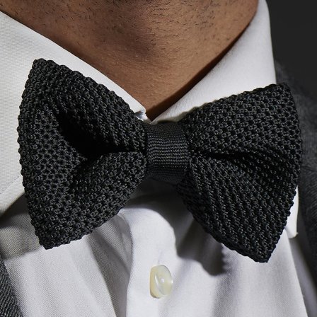 Noeud papillon noir tricoté pour hommes - Noeuds papillon pré-noués