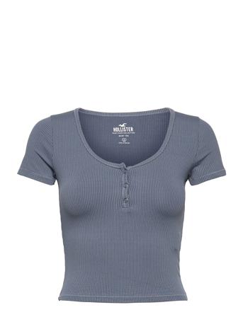 Hco. Girls Knits Crop Tops Short-sleeved Crop Tops Blå Hollister
