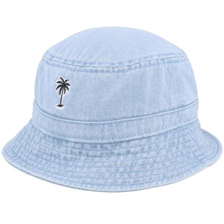 Iconic - Blauw bucket Hoed - Summer Palm Logo Blue Denim Bucket @ Hatstore