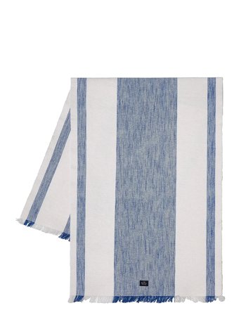 Striped Organic Cotton Runner With Fringes Blue Lexington Home