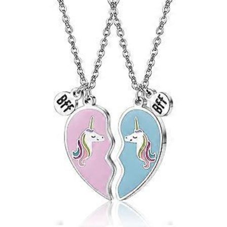 Födelsedagspresent för barn till bästa vän syster hjärthalsband små flickor BFF enhörningssmycken present till vänner eller roliga systerpresenter