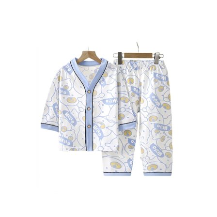 Flickor Pojkar Pyjamas Set Långärmad V-hals Pyjamas, M, Björn