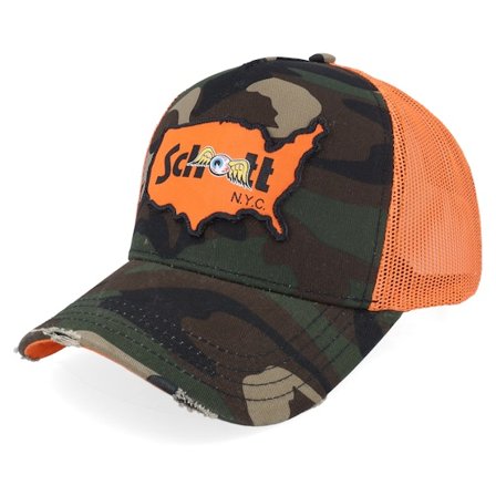 Von Dutch - Schott Multi Patches Red/Camouflage Trucker Trucker Camo Cap - @ Hatstore
