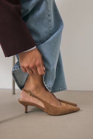 NA-KD Pumps i mocka med slingback - Läderskor - Brun - EU 38