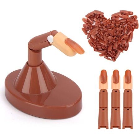 Øvehånd til akrylnegle, 3 stk justerbare øvefingre og 100 stk udskiftelige neglekunstværktøjer, fleksibel træningsfinger til gør-det-selv-manikyr