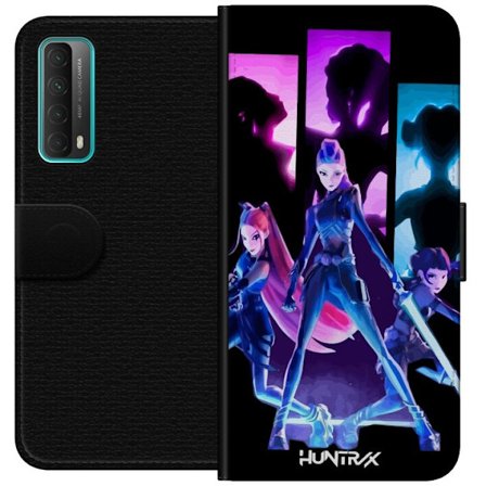 Kompatibel Tegnebogsetui til Huawei Huawei P smart 2021 Futuristisk pigegruppe illustration med neonlys og stærke farver i sci-fi æstetik