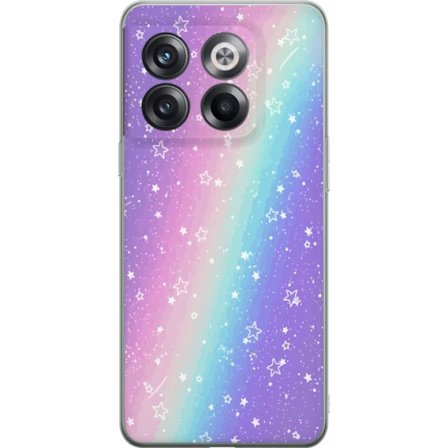 Yhteensopiva Puhelinkuori OnePlus 10T Sateenkaaren värisellä pastellitaustalla on valkoisia tähtiä ja kimaltelevia pisteitä pehmeässä siirtymässä