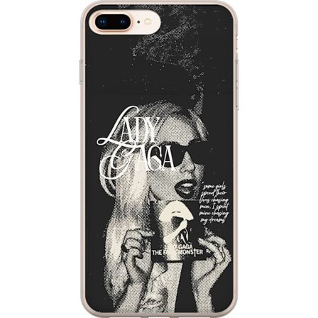 Kompatibel Mobilcover til Apple iPhone 8 Plus Lady Gaga sort-hvid retroplakat med solbriller og popkunst-æstetik