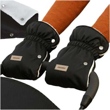 Barnvagnshandskar - Svart, fodrade