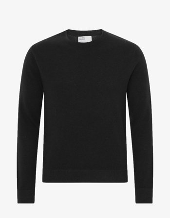Light Merino Wool Crew - Deep Black - L