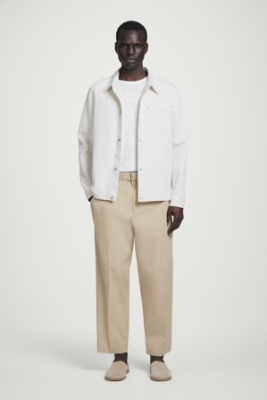 COS Homme Pantalon Ceinturé À Pinces En Coton in Beige