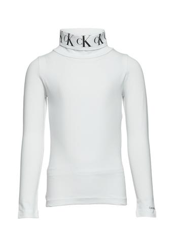 Stretch Monogram Rollneck Ls Top White Calvin Klein