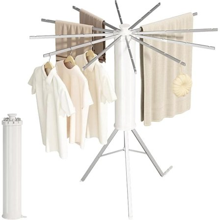 Folding Drying Rack with 16 Rods – Three-Stage Design for Camping, Balcony & Bedroom
