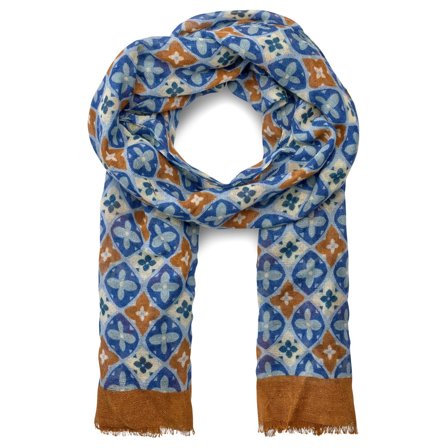 Virtuo | Écharpe en laine bleue et marron pour hommes - Écharpes hivernales