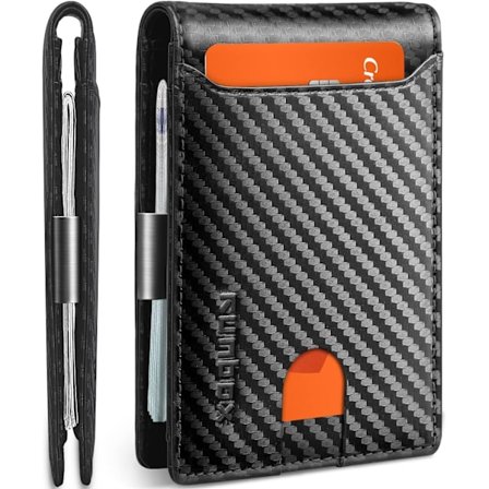 Slanke lommebøker for menn - Lærpengeseddelklemme Herre lommebok - RFID-blokkerende frontlomme Bifold lommebok - Minimalistisk kredittkortholder med 