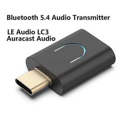 Tebe LE Audio LC3 BT 5.4 Audio -lähetin AptX-LL/HD Type-C langaton stereo-musiikkisovitin Auralla