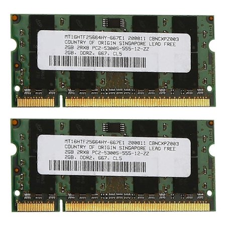 2X 2GB DDR2 RAM-minne 667Mhz PC2 5300 Laptop Ram Memoria 1.8V 200PIN SODIMM lämplig för Intel AMD