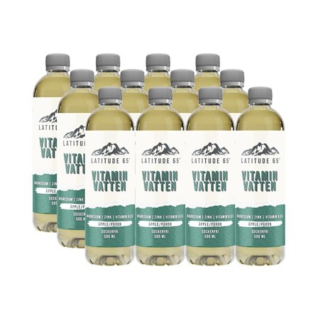 12 x Latitude 65, Vitaminvatten, 500 ml, Äpple/Päron