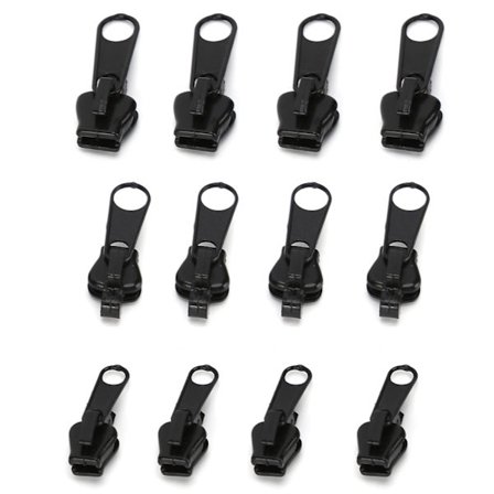 Universelt reparationssæt til lynlåshoved - 12 stk. sort - gør-det-selv jakker, jeans, bukser, frakker, punge