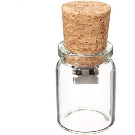 Flaska 16GB USB Flash Pen Drive Minne Datastorage Transparent Glas Kork