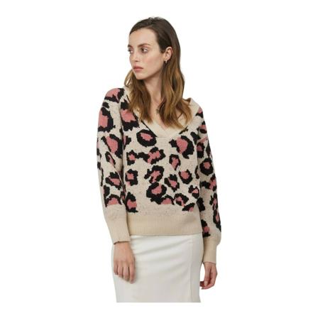 Silvian Heach, Leopard print V-neck sweater Bruin, Dames, Maat:M,elastan