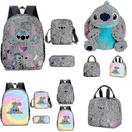 Lilo Stitch Stitch Ryggsäck Skolväska Tredelat Set A