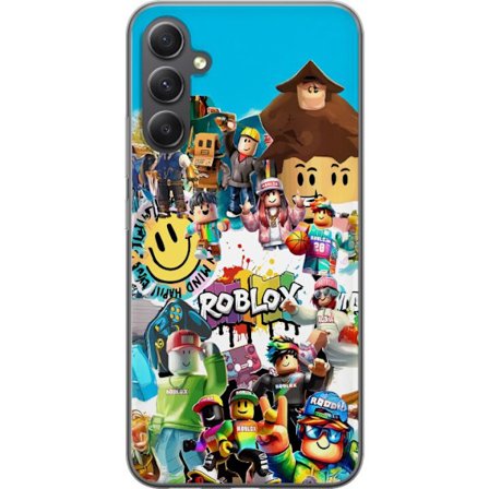 Yhteensopiva Puhelinkuori Samsung Samsung Galaxy A35 Roblox Collage leikkisä ja värikäs pelimotiivi ikonisilla hahmoilla