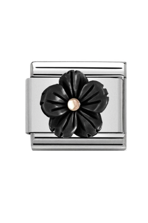 STONE SYMBOLS 9k rose gold flower Black Onyx
