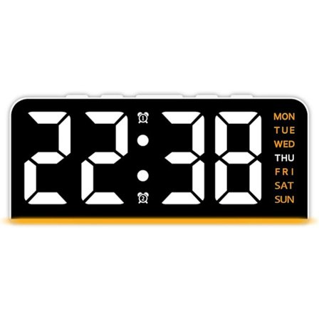 LED Digital Vekkerklokke med Stor Skjerm, Justerbar Lysstyrke, RGB Nattlys & Batteribackup