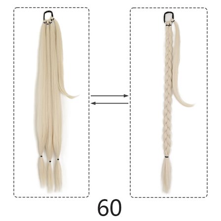 34" Erikoispitkä poninhäntä hiussolmiolla synteettinen punos poninhäntäpidennys Luonnolliset mustat hiukset Suorat tekohiukset itse punottu