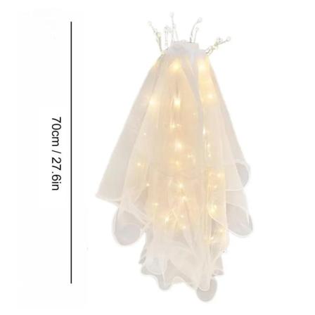 Bachelorette Veil Bachelorette Veil morsiamen LED morsiamen häähunnu Valkoinen valokynäreuna morsiamen hunnut hiusklipsillä Warm Light