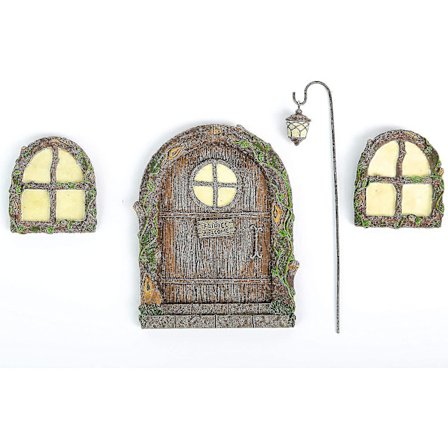 Fe-Dør og Vinduer til Træer - Gløder i Mørket - Havekunst Skulptur Dekoration til Børneværelse, Vægge og Træer Udendørs | Miniature Fe-Have Udendørs