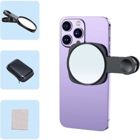 Mobiltelefon Kamera Speilrefleksjon Fotoklipp For Alle Telefoner, Refleksjonsklipp Bak HD-linse Selfie Reflektor Speil med Oppbevaringspose