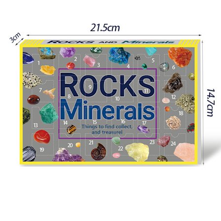 24-lokeroinen luonnonkristalliraakakivijoulukalenteri, jossa on reikiä lasten leimaushupia varten.