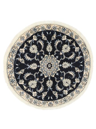 Nain Teppich Ø 100 Rund Schwarz/Dunkelgelb Wolle, Persien