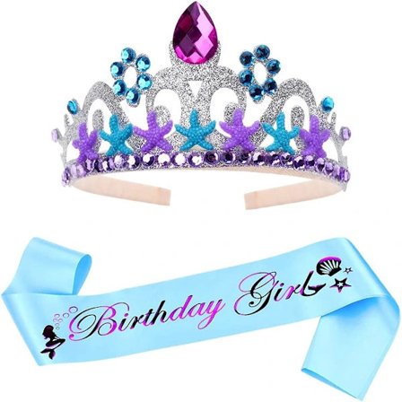 /EA/Glitter Sjöjungfru Diadem med Prinsess Mesh för Hår Sjöjungfru The