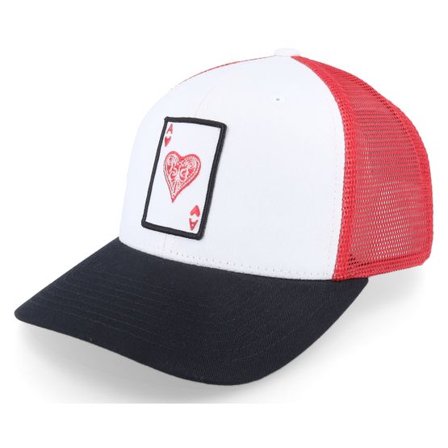 Iconic - Vit trucker Keps - Ace Of Hearts White/Black/Red Trucker @ Hatstore