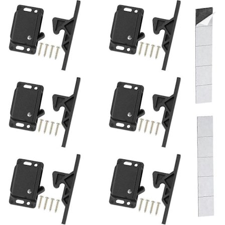 Skuffelåse og -fangster, 6-pak RV-skabsdørlåse og -fangster, 10 trækkraftlåse til hjemme- og skabsdøre, ideel til RV, autocamper, motor,