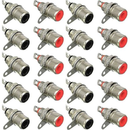 20 stk RCA hunnpanelmontert jack, RCA terminal lydkontakt, RCA loddekontakt, RCA pluggkontakt