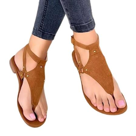 Damsandaler Simple Clip Toe Platta Skor Fiskbensskor Outdoor Sandaler black leather 37