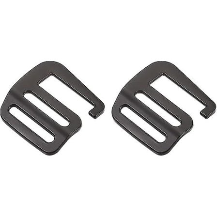 Metalliset G-koukut, Webbing-soljet, G-koukku-aaltolukko, säädettävät liukusoljet, reppujen hihnoille, 2 kpl