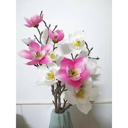 2 Kvistar Konstgjorda Blommor 12 Prydnader Vit Rosa