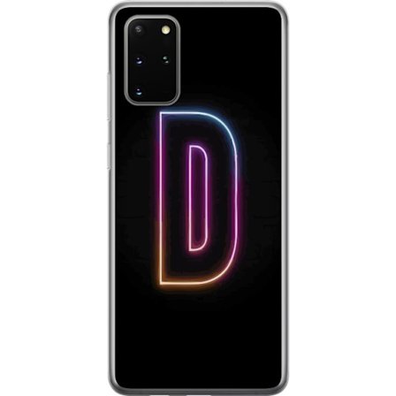 Kompatibelt Mobildeksel til Samsung Samsung Galaxy S20+ Minimalistisk neonbokstav D i fargeskiftende lys mot svart bakgrunn i moderne digital design