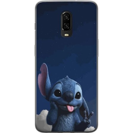 Yhteensopiva Puhelinkuori OnePlus 6T Stitch Disney yö taivas sininen avaruusolento Lilo ja Stitch hahmo söpö piirretty kawaii juliste rauhanmerkki tai