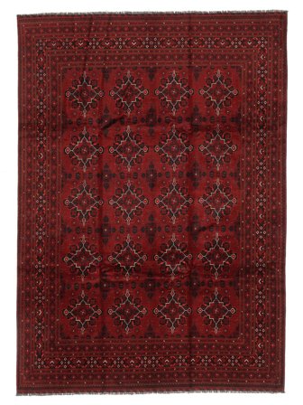 Kunduz Teppich Orientalischer Schwarz/Dunkelrot (Wolle, Afghanistan)